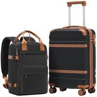 COOLIFE Cabin Suitcase 55X35X20cm and Cabin Backpack 20L(40X25X20cm) Set for Ryanair Airlines Carry on Hand Luggage Travel Bag Hard Shell Suitcase wit
