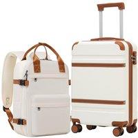 COOLIFE Cabin Suitcase 55X35X20cm and Cabin Backpack 20L(40X25X20cm) Set for Ryanair Airlines Carry on Hand Luggage Travel Bag Hard Shell Suitcase wit