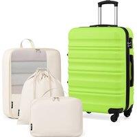 COOLIFE Suitcase Set, 24 inch Luggage Sets with 1 Shoe Bag + 1 Toiletry Bag + 1 Travel Organizer, ABS+PC Medium Suitcase with Wheels & TSA Lock (Apple