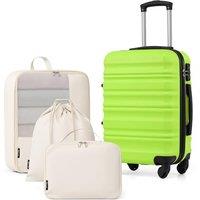 COOLIFE Suitcase Set, 20 inch Luggage Sets with 1 Shoe Bag + 1 Toiletry Bag + 1 Travel Organizer, ABS+PC Cabin Suitcase with Wheels & TSA Lock (Apple