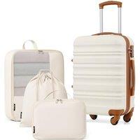 COOLIFE Suitcase Set, 20 inch Luggage Sets with 1 Shoe Bag + 1 Toiletry Bag + 1 Travel Organizer, ABS+PC Cabin Suitcase with Wheels & TSA Lock (Aprico
