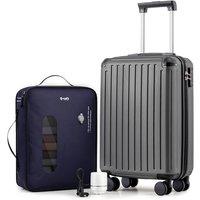 COOLIFE Ryanair Vacuum Cabin Suitcase 55X35X20cm + Vacuum Bag for Travel +60% with Pump | ABS Hard Shell, 8 Wheels & TSA Lock - for EasyJet, Europe, B