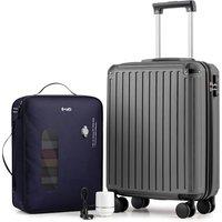 COOLIFE EasyJet Vacuum Cabin Suitcase 55X40X20cm + Vacuum Bag for Travel +60% with Pump | ABS Hard Shell, 8 Wheels & TSA Lock - for Ryanair, Europe, B