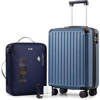 COOLIFE EasyJet Vacuum Cabin Suitcase 55X40X20cm + Vacuum Bag for Travel +60% with Pump | ABS Hard Shell, 8 Wheels & TSA Lock - for Ryanair, Europe, B