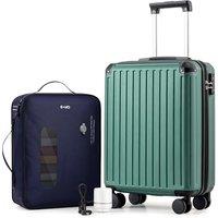 COOLIFE EasyJet Vacuum Cabin Suitcase 55X40X20cm + Vacuum Bag for Travel +60% with Pump | ABS Hard Shell, 8 Wheels & TSA Lock - for Ryanair, Europe, B