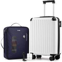 COOLIFE EasyJet Vacuum Cabin Suitcase 55X40X20cm + Vacuum Bag for Travel +60% with Pump | ABS Hard Shell, 8 Wheels & TSA Lock - for Ryanair, Europe, B