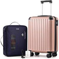 COOLIFE EasyJet Vacuum Cabin Suitcase 55X40X20cm + Vacuum Bag for Travel +60% with Pump | ABS Hard Shell, 8 Wheels & TSA Lock - for Ryanair, Europe, B