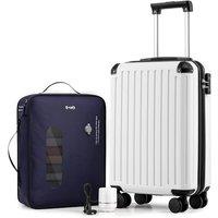 COOLIFE Ryanair Vacuum Cabin Suitcase 55X35X20cm + Vacuum Bag for Travel +60% with Pump | ABS Hard Shell, 8 Wheels & TSA Lock - for EasyJet, Europe, B