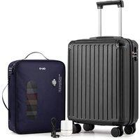 COOLIFE EasyJet Vacuum Cabin Suitcase 55X40X20cm + Vacuum Bag for Travel +60% with Pump | ABS Hard Shell, 8 Wheels & TSA Lock - for Ryanair, Europe, B