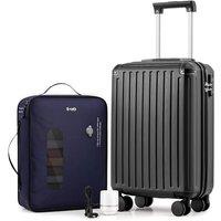 COOLIFE Ryanair Vacuum Cabin Suitcase 55X35X20cm + Vacuum Bag for Travel +60% with Pump | ABS Hard Shell, 8 Wheels & TSA Lock - for EasyJet, Europe, B