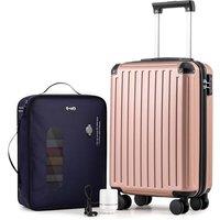 COOLIFE Ryanair Vacuum Cabin Suitcase 55X35X20cm + Vacuum Bag for Travel +60% with Pump | ABS Hard Shell, 8 Wheels & TSA Lock - for EasyJet, Europe, B