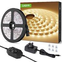 Lepro Warm White LED Strip Light 5M 300 LEDs, 1650lm Dimmable LED Tape Lights, 3000K Flexible LED Lights for Bedroom Kitchen Under Cabinet Wardrobe St