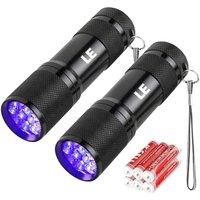 Lighting EVER Lepro LE UV Torch, 9 LED 395nm Ultraviolet Flashlight, Blacklight Detector for Pet Urine, Stain, Bed Bugs and More, 6 AAA Batteries Incl