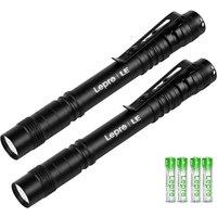 Lepro Small Torch Battery Powered, 2 Pack LED Penlight with Pocket Clip, 3 Modes Pen Torch, Water Resistant for Inspection, Work, Repair and Nurses (B