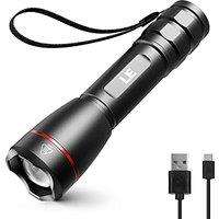 Lepro Torch Rechargeable, Torches LED Super Bright - Adjustable Focus, Long Battery Life, Waterproof 5 Lighting Modes for Camping, Hiking, Power Cuts,