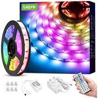 Lepro LED Strip Light 5M, RGB Colour Changing LED Lights with Remote, 150 Bright 5050 LEDs, Plug in Strip Lights for Bedroom Kitchen Kids Room Party C