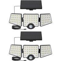 Lepro Solar Security Lights Outdoor Motion Sensor, 1200LM Flood Lights with Separate Solar Panel, IP65 Waterproof, Adjustable 3Heads, PIR Wall Lights