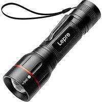 Lepro LED Torch with Clip, Super Bright Flashlight, 5 Modes, Adjustable Focus & Waterproof, Compact, Powerd by 18650/AAA Battery (Not Included) for Ca