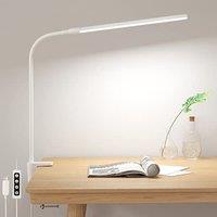 Lepro Desk Lamp Clamp, 460lm Eye-Caring Clip on LED Desk Light, 10 Levels Dimmable, USB Powered Bedside Lamp, 3 Modes Gooseneck Task Light for Nails,