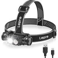 Lepro Head Torch Rechargeable, Lightweight Al Alloy 2-in-1 Detachable Headlamp 1000LM Super Bright with 6 Modes, 10Hrs+, IP65 Waterproof 180Adjustab