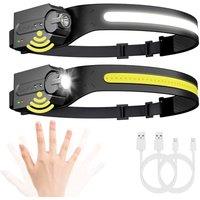 Lepro Led Head Torch Rechargeable, 2 Pack Super Bright Headlamp Flashlight 230Wide Beam with Adjustable Spotlight, Motion Sensor, Waterproof Lightwe