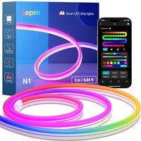 Lepro N1 AI Smart Neon Rope Light 3M RGB+IC, Works with Alexa & Google Assistant, Music Sync LED Lights for Bedroom, App Voice Control, Personalized A