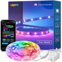 Lepro S1 AI Smart LED Strip Lights 5M RGB+IC, Works with Alexa & Google Assistant, Music Sync, Colour Changing, WiFi Bluetooth App Voice Control, Pers