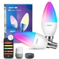 Lepro AI Smart Bulb E14, Music Sync WiFi Bulb, Voice Control Screw Blub, Color Changing Light Bulbs, Work with Alexa & Google Assistant, Personalized