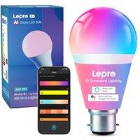 Lepro AI Smart Bulb B22, Music Sync Bayonet WiFi Bulb, Colors Changing Light Bulb Works with Alexa & Google Assistant, 806lm, App & Voice Control, Per