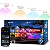 Lepro E1 AI Permanent Outdoor Lights 30m, Tunable White & RGB+IC, Music Sync, Voice Control, IP65 Waterproof Smart Outdoor Eaves Lights, Personalized
