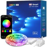 Lepro SE1 AI Smart LED Strip Light 20M RGB, Works with Alexa & Google Assistant, Music Sync, Colour Changing RGB Lights, Personalized AI Lighting Desi