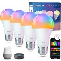 Lepro AI Smart Bulb E27, 1100LM Music Sync WiFi Bulb, Voice Control Screw Light Bulbs, Personalized AI Lighting Designer, Colour Changing Bulb, Work w