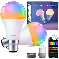 Lepro AI Smart Bulb B22, 1100lm WiFi Bulb, Music Sync Colour Changing Light Bulbs, Personalized AI Lighting Designer, Dimmable, Voice Control, Works w