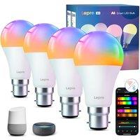 Lepro AI Smart Bulb B22, 1100lm WiFi Bulb, Music Sync Colour Changing Light Bulbs, Personalized AI Lighting Designer, Dimmable, Voice Control, Works w