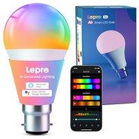 Lepro B2 AI Smart Bulb, 1100lm WiFi Bulb B22, Music Sync Colour Changing Light Bulbs, Personalized AI Lighting Designer, Voice Control, Works with Ale