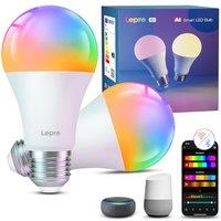 Lepro AI Smart Bulb E27, 1100LM Music Sync WiFi Bulb, Voice Control Screw Light Bulbs, Personalized AI Lighting Designer, Colour Changing Bulb, Work w