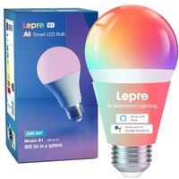 Lepro AI Smart Bulb E27, Music Sync WiFi Bulb, Voice Control Smart Screw Bulb, Colour Changing Light Bulbs, RGBCCT, Work with Alexa & Google Assistant