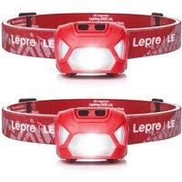 Lepro Head Torch, [2 Pack] Super Bright LED Headlamp with 6 Lighting Modes, Waterproof, Battery Powered LED Lightweight Headlight for Cycling Running