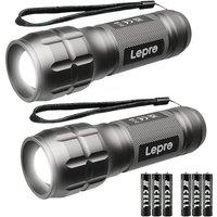 Lepro LE LED Torch Battery Powered, LE1000 Hand Flashlight, Adjustable Focus, Water Resistant, Lightweight, for Power Cut, Camping, Dog Walking, Easy