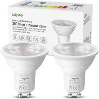 Lepro GU10 LED Bulbs, Warm White 2700K, A Energy Class, 360LM, 2W (50W Equivalent), 38 Beam Angle, 50000H Long Life, 96% Energy Saving Spotlight Bul