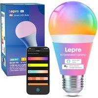 Lepro AI Smart Bulb E27, 1100LM Music Sync WiFi Bulb, Colour Changing & Voice Control Bluetooth Screw Light Bulbs, Personalized AI Lighting Designer,