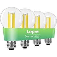Lepro E27 Screw Bulb, A-Rated Ultra-efficient LED Bulb, 7.2W = 100W, 1521lm, 2700K Warm White, 50000H Lifespan, Clear Filament, Vintage Glass, Non-dim