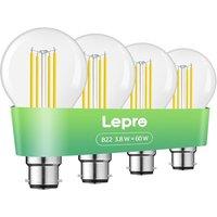 Lepro B22 Bayonet Light Bulb, A-Rated Ultra-efficient LED Bulb, 3.8W = 60W, 806lm, 2700K Warm White, 50000H Lifespan, Clear Filament, Vintage Glass, N
