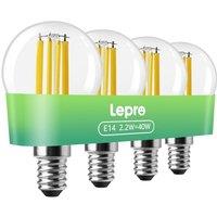 Lepro E14 Golf Ball Bulb, A-Rated Ultra-efficient SES Bulb, 2.2W = 40W, 470lm, Warm White 2700K, 50000H Lifespan, Small Edison Screw, Clear Filament,