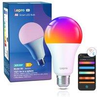 Lepro AI Smart Bulb E27, 1520LM Colour Changing Light Bulb, 12W(100W) WiFi Bulbs, Voice Control, Schedule & Timer, Work with Alexa & Google Assistant,