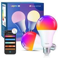 Lepro AI Smart Bulb E27, 2 Packs 1520LM Colour Changing Light Bulb, 12W(100W) WiFi Bulbs, Schedule & Timer, Work with Alexa & Google Assistant, Person