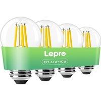 Lepro E27 Golf Ball Bulb, A-Rated Ultra-efficient LED Bulb, 2.2W = 40W, 470lm, Warm White 2700K, 50000H Lifespan, Edison Screw ES, Clear Filament, Non