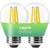 Lepro E27 Golf Ball Bulb, A-Rated Ultra-efficient LED Bulb, 2.2W = 40W, 470lm, Warm White 2700K, 50000H Lifespan, Edison Screw ES, Clear Filament, Non