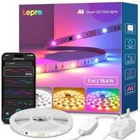 Lepro S2 AI Smart LED Strip Light 5M RGBW+IC, Works with Alexa, Google Assistant, Music Sync, 1200LM White Light, Personalized AI Lighting Designer, Z