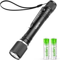Lepro Torch Battery Powered, Small Bright LED Flashlight with Clip, 3 Modes, IPX4 Waterproof, Anti-Slip Aluminum Body for Camping, Emergency, Dog Walk